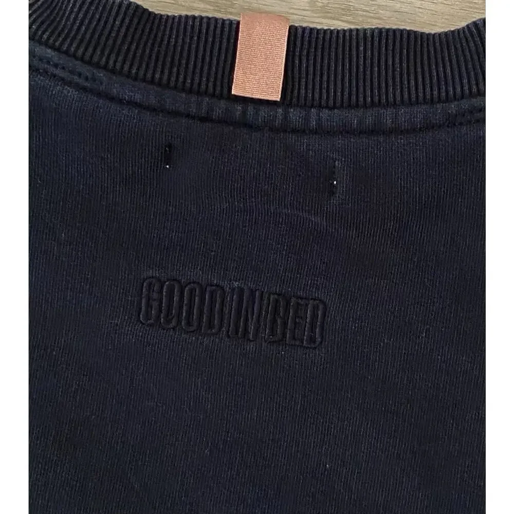 Lunya Woman's Cozy Fleece‎ Crewneck Sweatshirt M Black Loungewear Travel